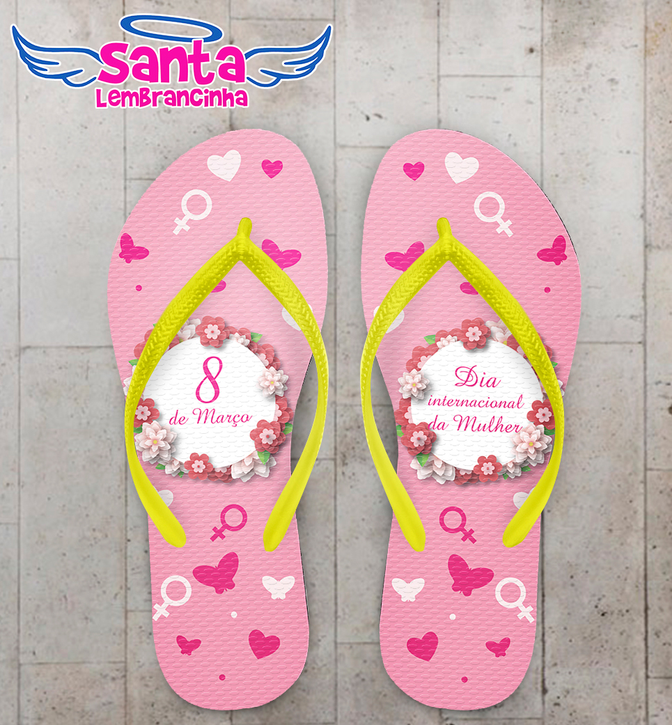 Chinelo Dia da Mulher Personalizado com Flores COD 9140