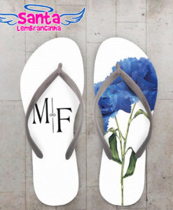 Chinelo casamento com flor azul escuro personalizado cod 9494