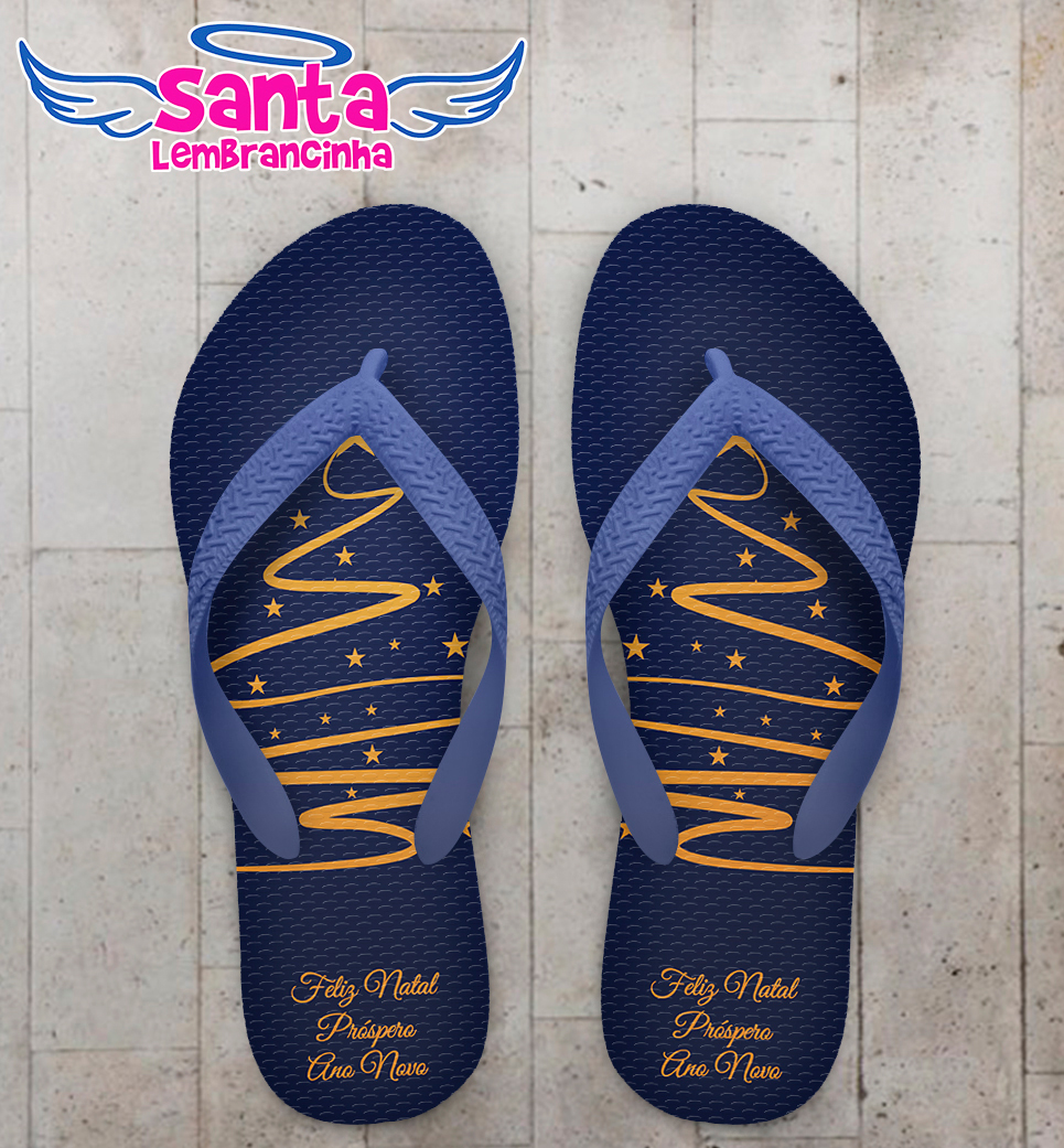Chinelo natalino personalizado com estrelas cod 9695