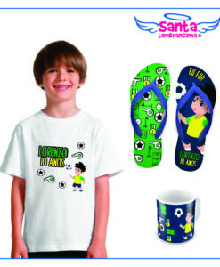 Kit presente infantil personalizado camiseta + chinelo + caneca cod 9719