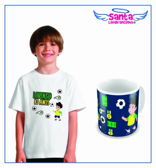 Kit presente infantil personalizado camiseta + chinelo + caneca cod 9719
