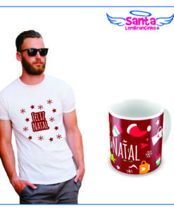Kit presente natal personalizado camiseta + chinelo + caneca cod 9743
