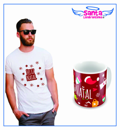 Kit presente natal personalizado camiseta + chinelo + caneca cod 9743