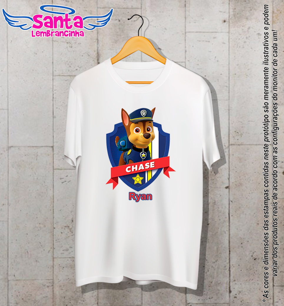 Camiseta personalizada infantil patrulha canina chase cod 6907