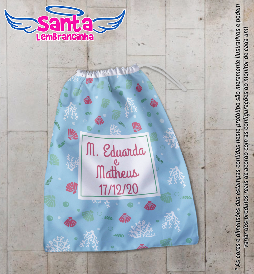 Saquinho casamento floral iniciais personalizado cod 7892