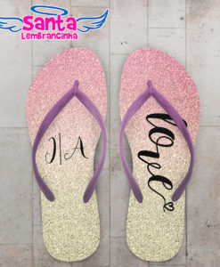 Chinelo casamento fundo glitter personalizado cod 7998