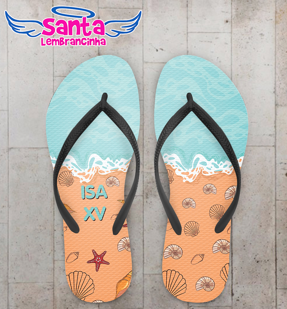 Chinelo 15 anos na praia personalizado cod 8031