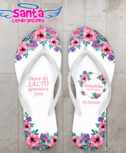Chinelo casamento flores rosas personalizado cod 7979
