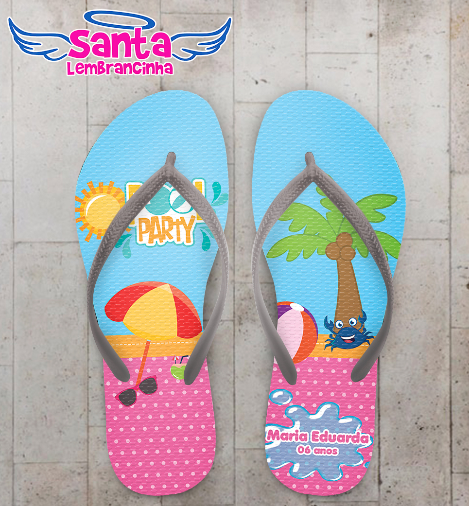 Chinelo Infantil Pool Party Personalizado COD 9905