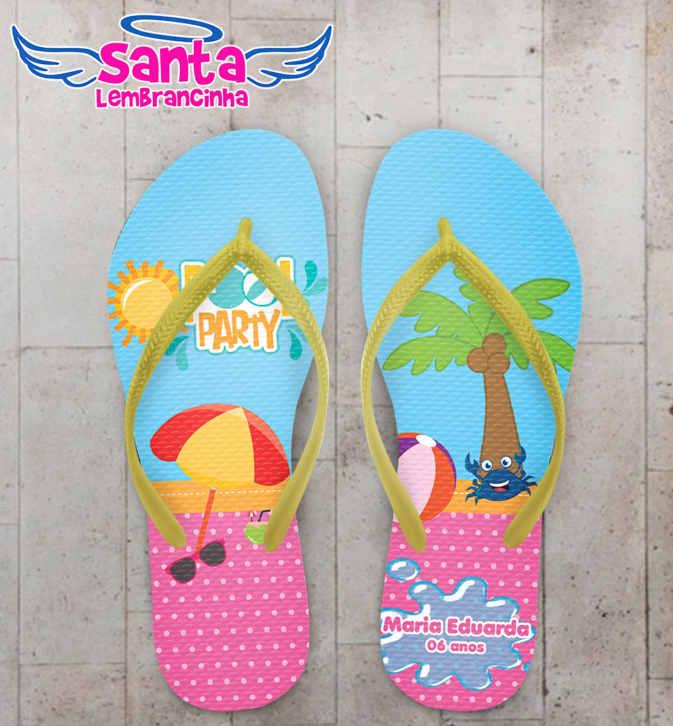 Chinelo Infantil Pool Party Personalizado COD 9898