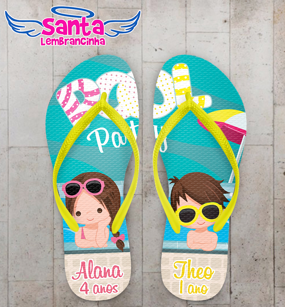 Chinelo Infantil Pool Party Personalizado COD 9898