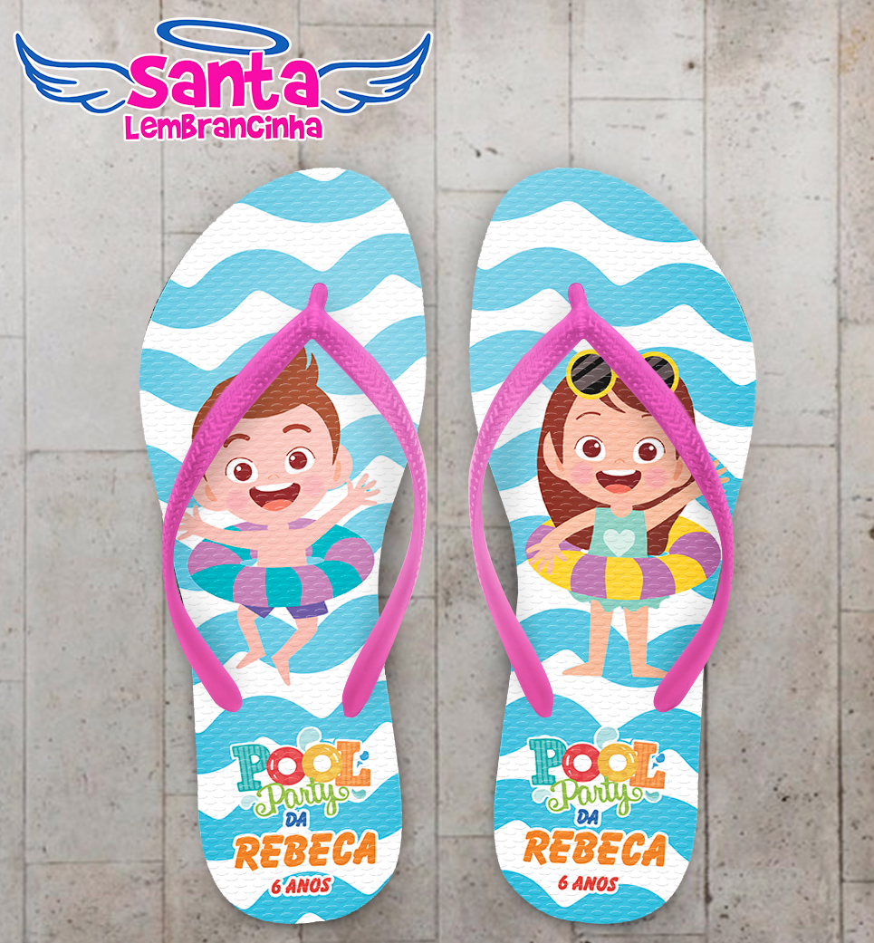 Chinelo Infantil Pool Party Personalizado COD 9898