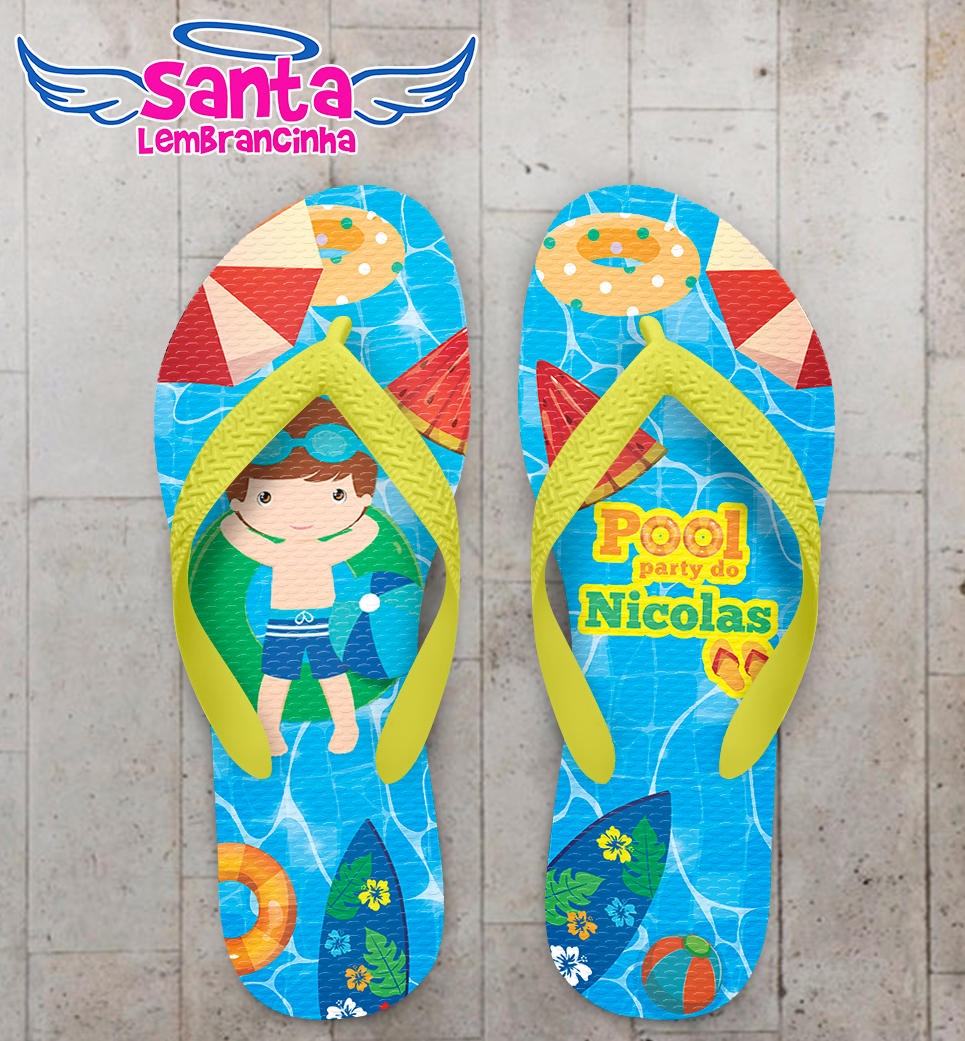 Chinelo Infantil Pool Party Personalizado COD 9898