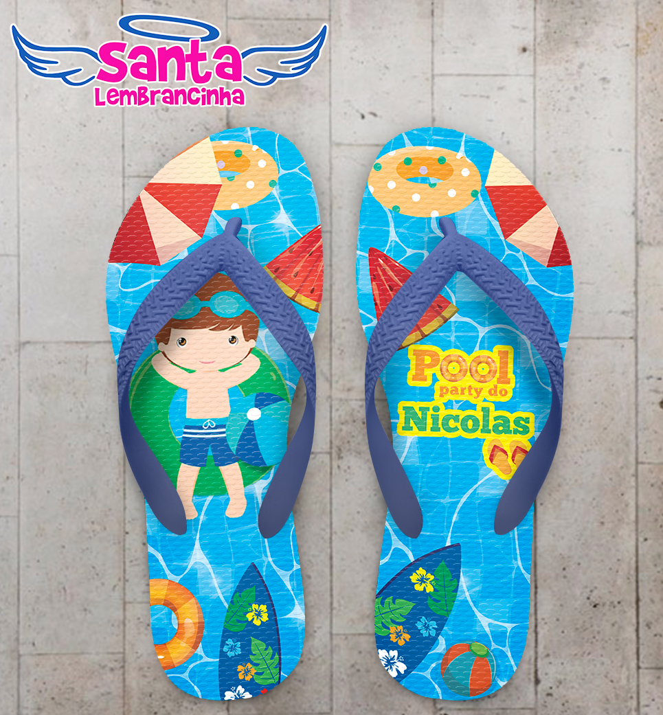 Chinelo Infantil Pool Party Personalizado COD 9898