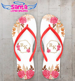 Chinelo casamento praia floral magenta personalizado cod 12432 (cópia)