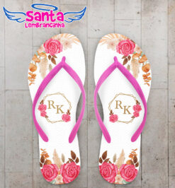 Chinelo casamento praia floral magenta personalizado cod 12432 (cópia)