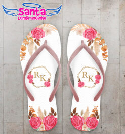 Chinelo casamento praia floral magenta personalizado cod 12432 (cópia)