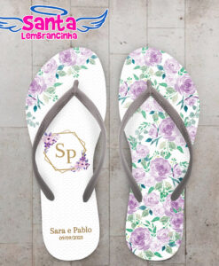 Chinelo casamento floral lavanda personalizado  cod 12354 (cópia)