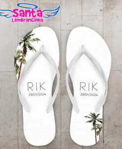Chinelo casamento folhas personalizado cod 12331