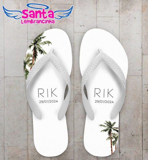 Chinelo casamento folhas personalizado cod 12331