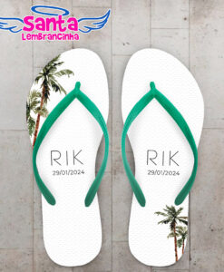 Chinelo casamento folhas personalizado cod 12331