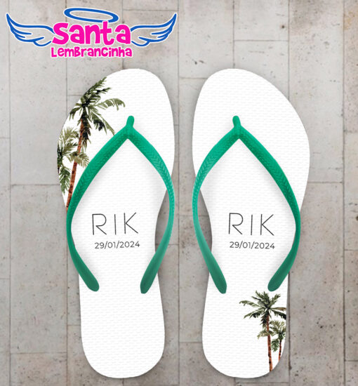 Chinelo casamento folhas personalizado cod 12331