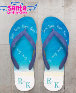 Chinelo casamento praia coração personalizado cod 12439