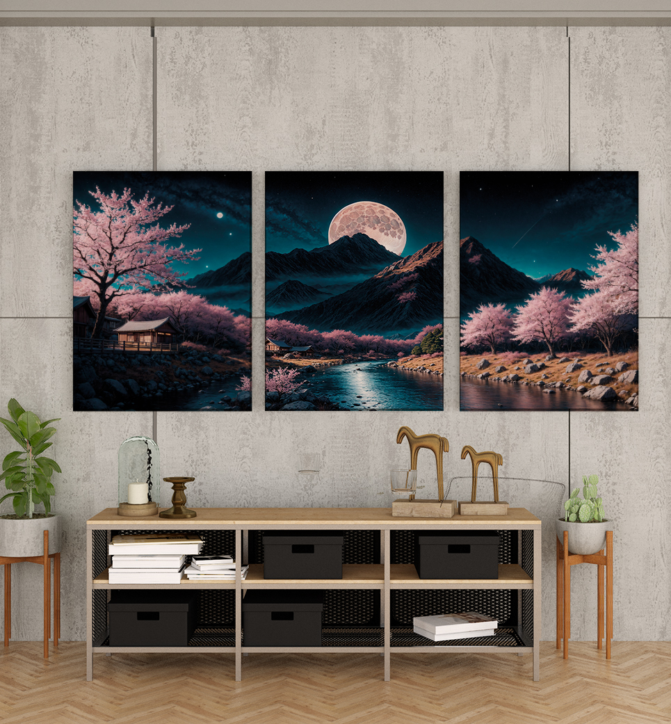 Quadros decorativo (nome da estampa) - kit 3 telas retangulares cod (cópia)