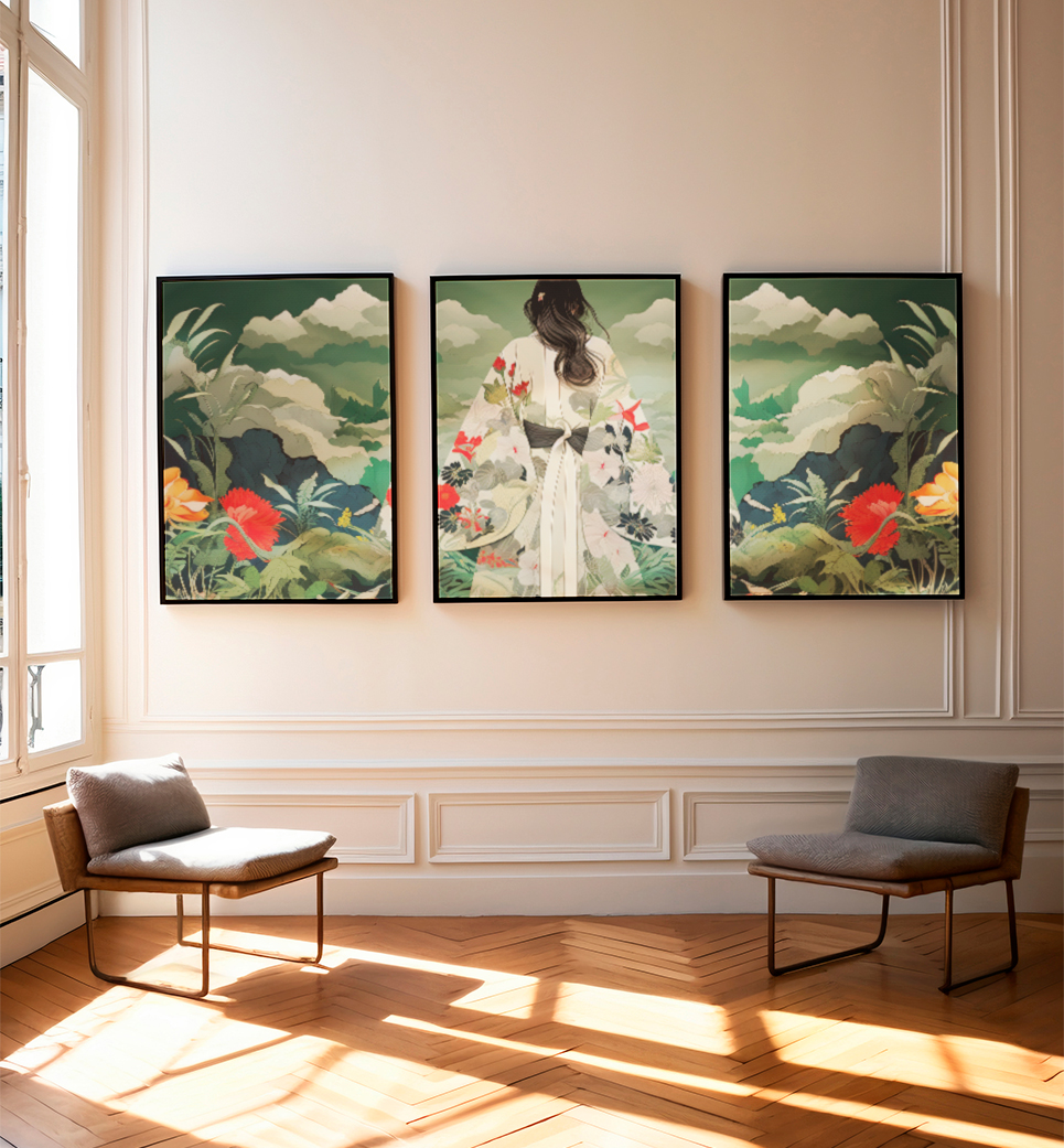 Quadros decorativo (nome da estampa) - kit 3 telas retangulares cod (cópia)