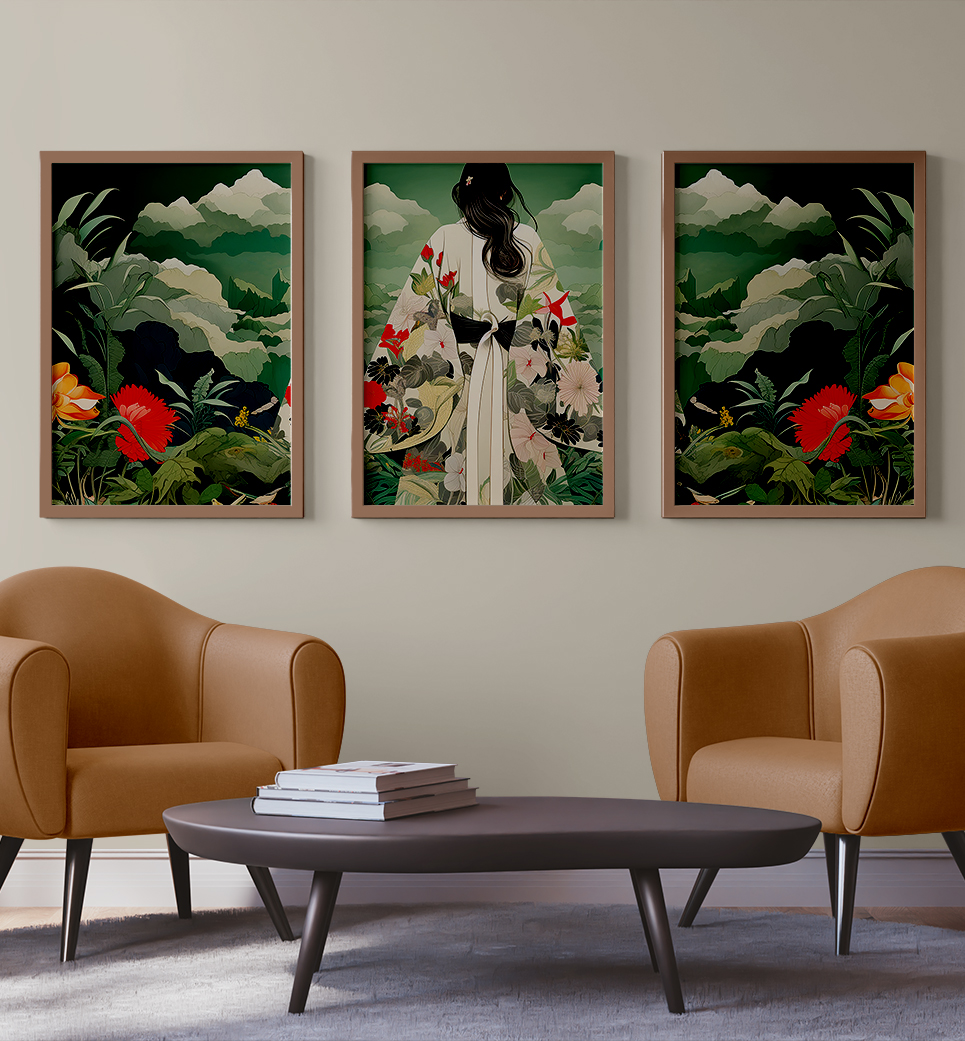 Quadros decorativo (nome da estampa) - kit 3 telas retangulares cod (cópia)