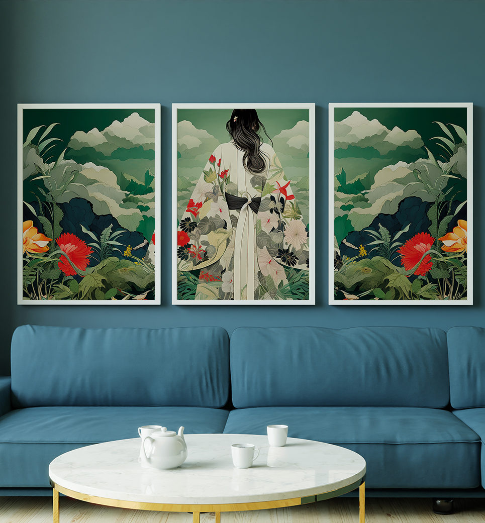 Quadros decorativo (nome da estampa) - kit 3 telas retangulares cod (cópia)