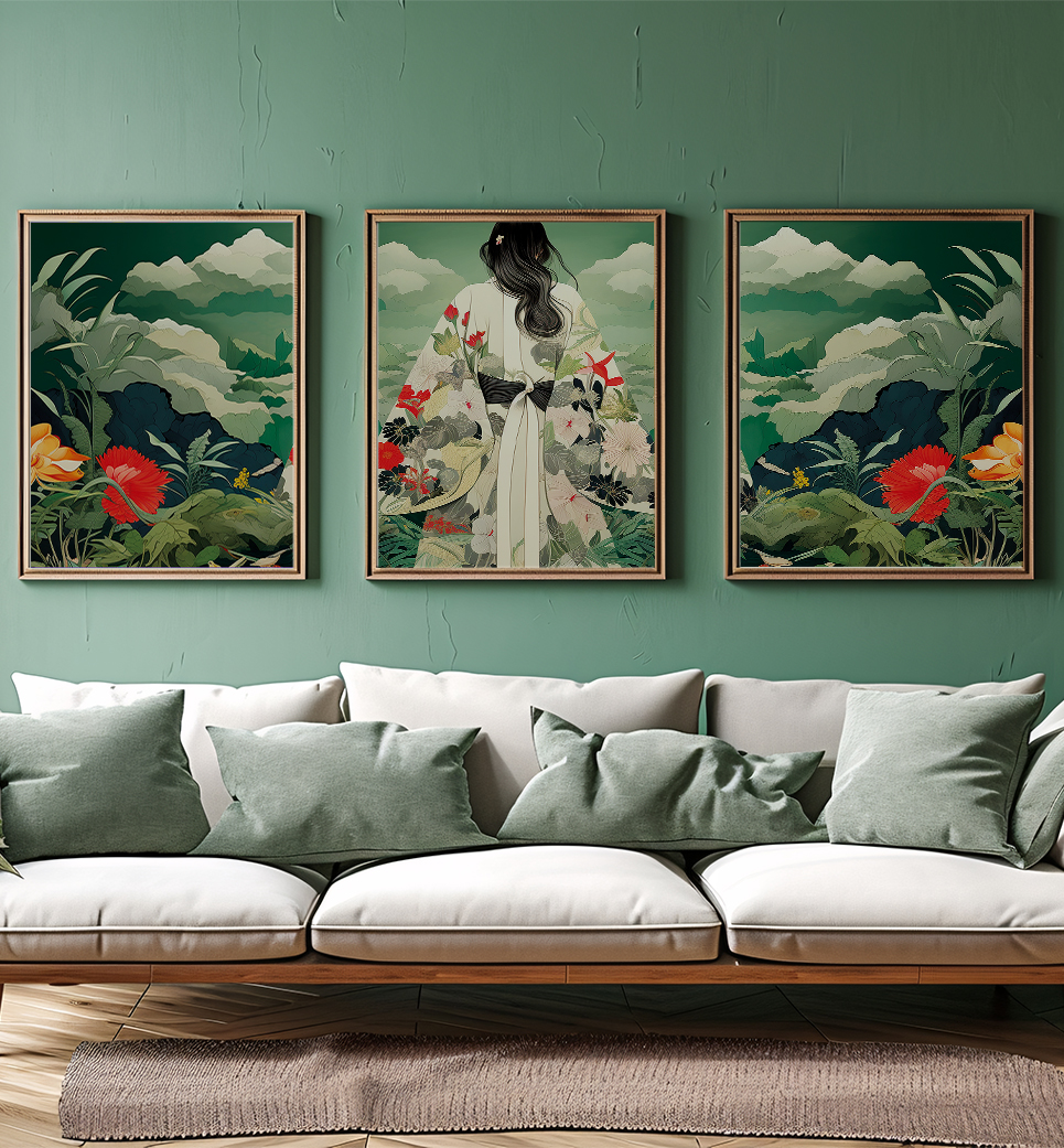 Quadros decorativo (nome da estampa) - kit 3 telas retangulares cod (cópia)