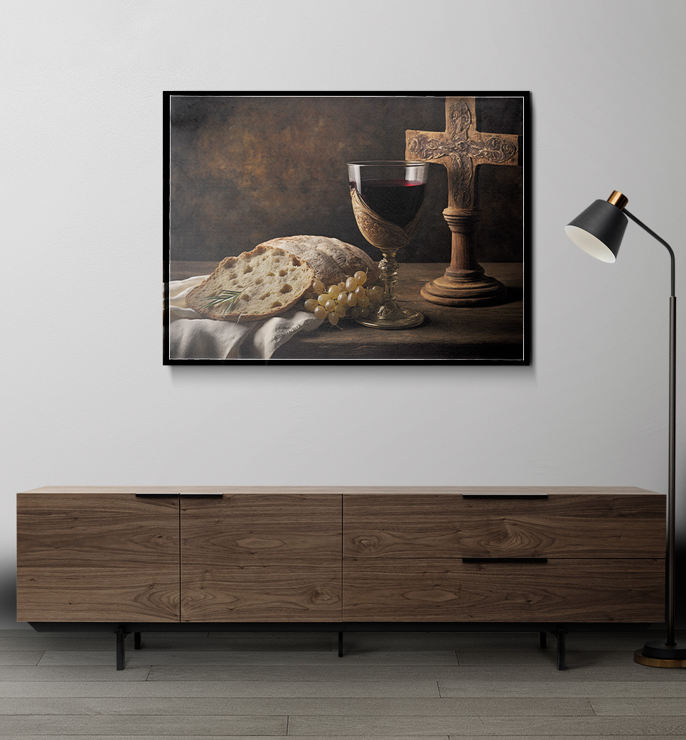 Quadro decorativo religioso pão e vinho cod p253 (cópia)