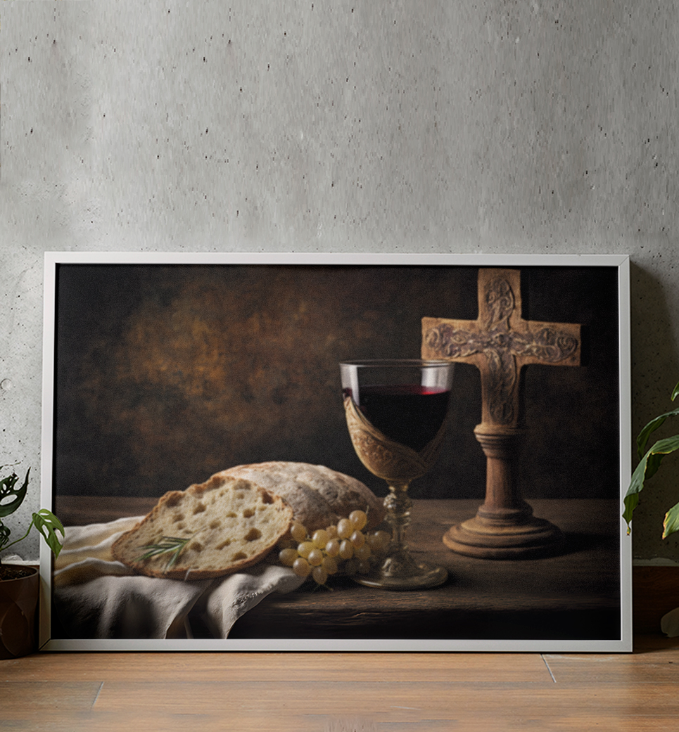 Quadro decorativo religioso pão e vinho cod p253 (cópia)