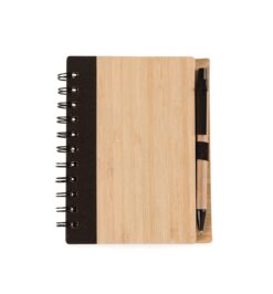 Bloco de anotacoes bambu com caneta jpg