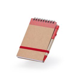 Bloco de anotacoes ecologico com caneta vermelho jpg