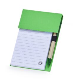 Bloco de anotacoes com autoadesivos e caneta verde jpg