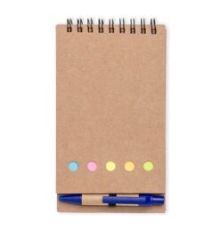 Bloco de anotacoes com caneta e autoadesivo azul jpg