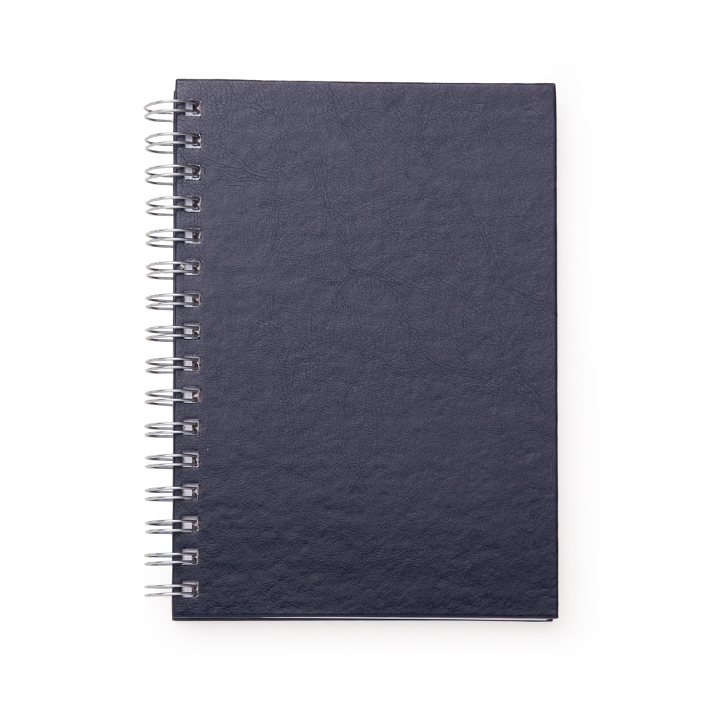 Caderno pequeno de couro sintetico azul jpg
