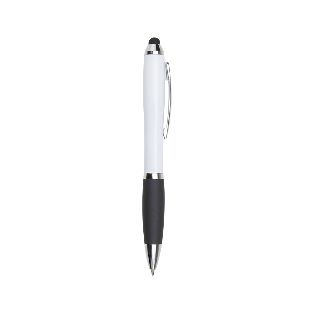 Caneta plastica touch branco jpg