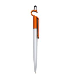 Caneta plastica touch com suporte laranja jpg