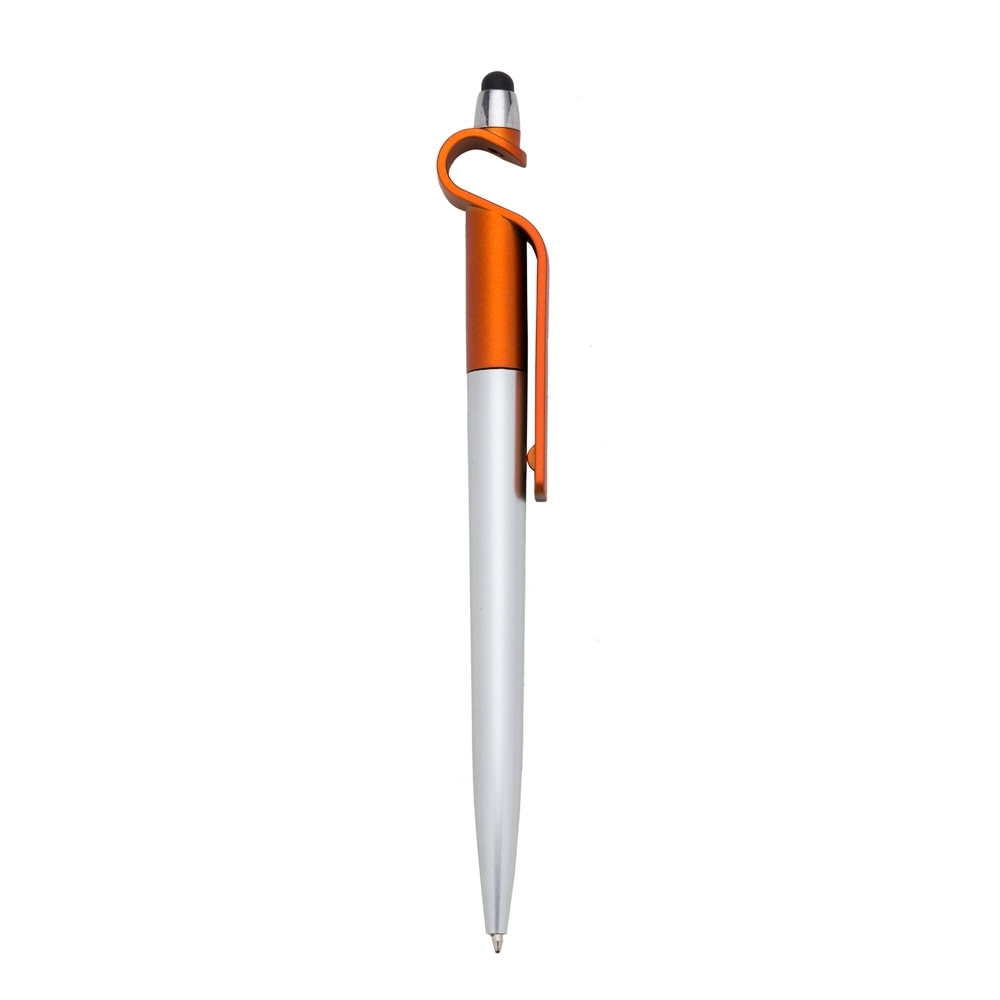 Caneta plastica touch com suporte laranja jpg