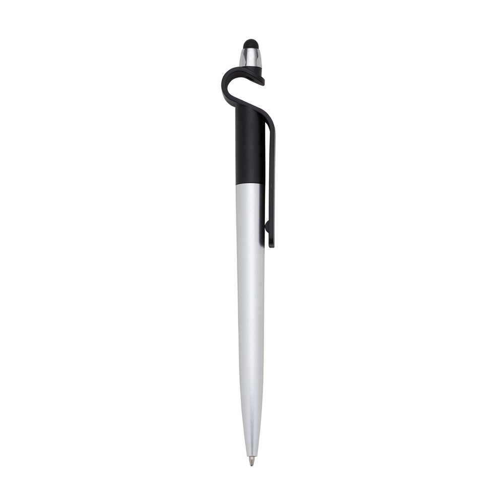 Caneta plastica touch com suporte preto jpg