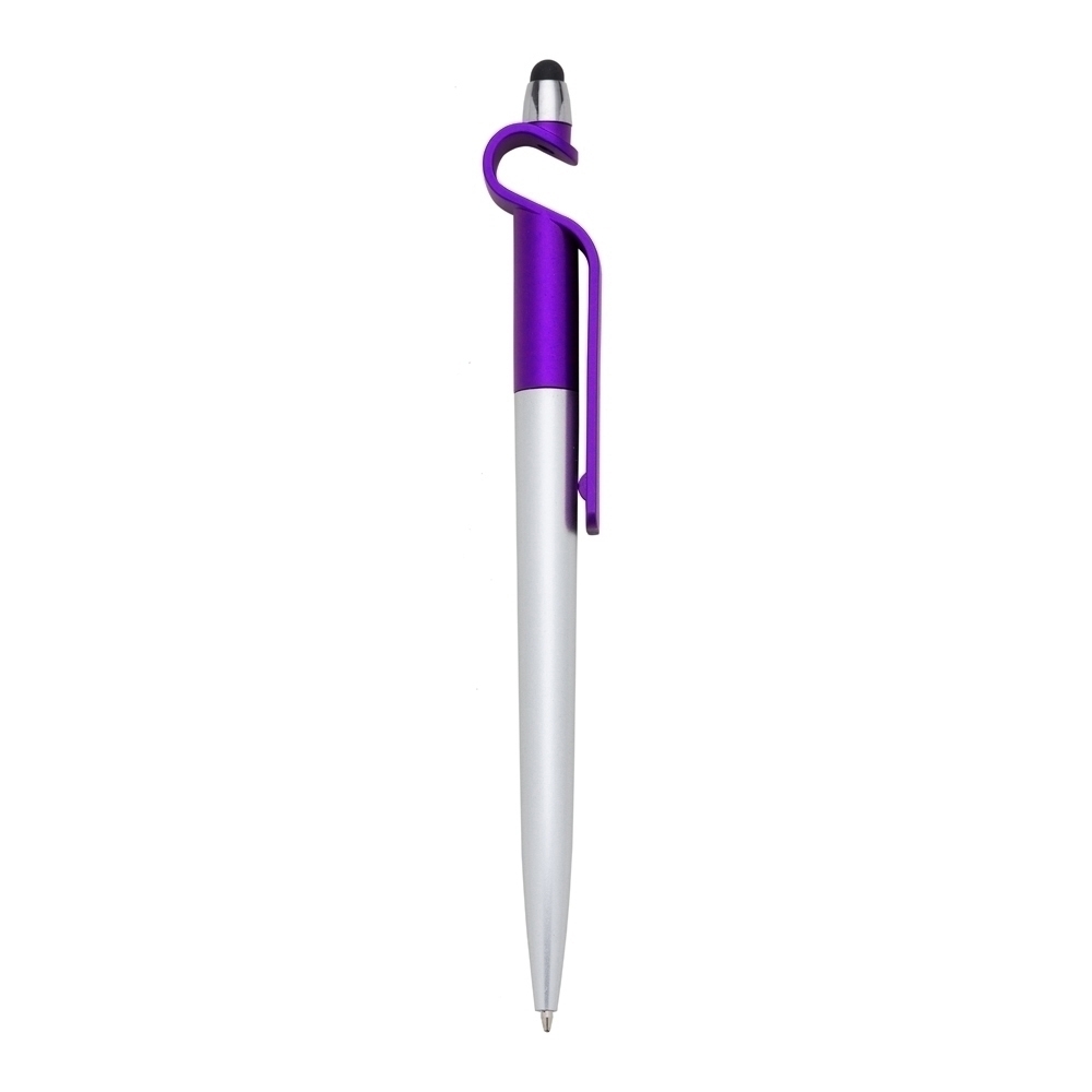 Caneta plastica touch com suporte roxo jpg