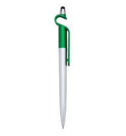 Caneta plastica touch com suporte verde jpg