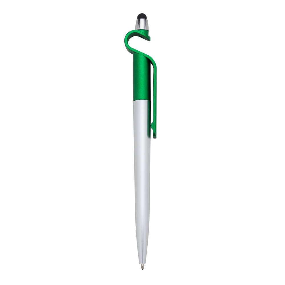 Caneta plastica touch com suporte verde jpg