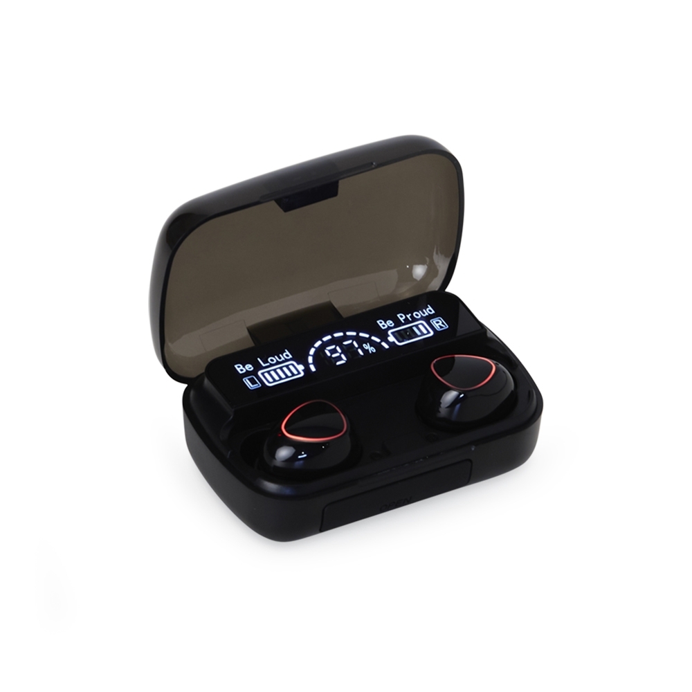 Fone de ouvido bluetooth touch com case carregador preto jpg