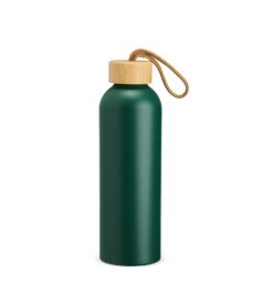 Garrafa de aluminio com tampa de bambu ml verde jpg