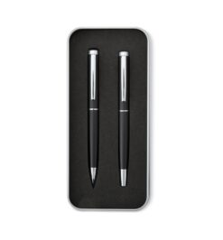 Kit caneta esferografica e roller prata jpg