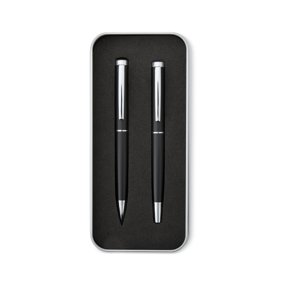 Kit caneta esferografica e roller prata jpg